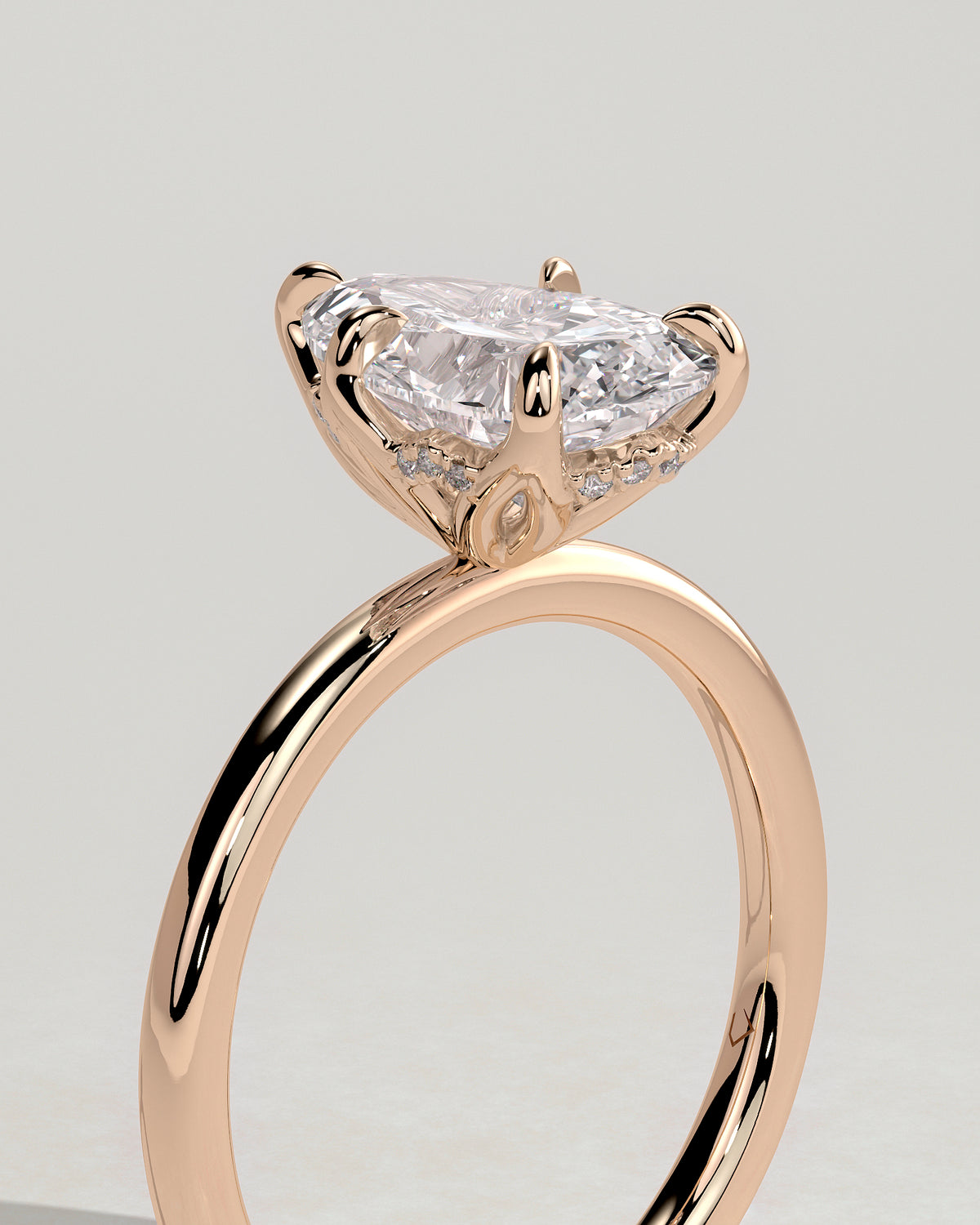 MET 0201 - 2 ct center stone - 18k Rose Gold source reference - setting detail view