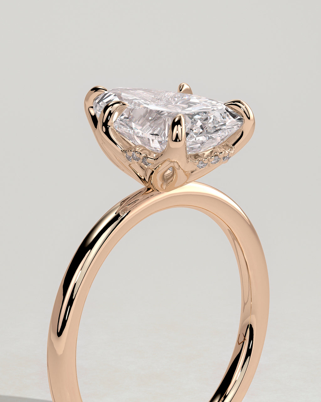 MET 0201 - 3 ct center stone - 18k Rose Gold source reference - setting detail view