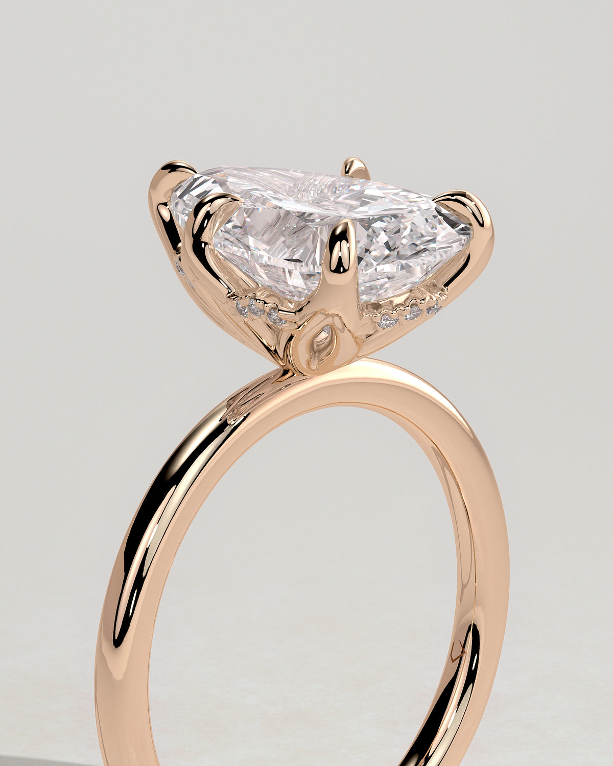 MET 0201 - 4 ct center stone - 18k Rose Gold source reference - setting detail view