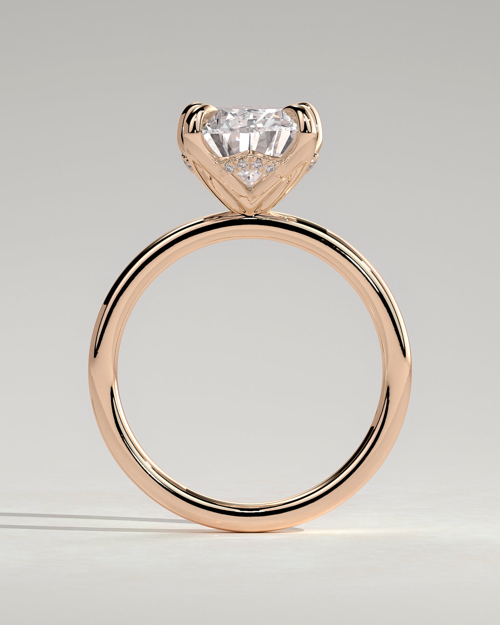 MET 0201 - 4 ct center stone - 18k Rose Gold source reference - setting detail view