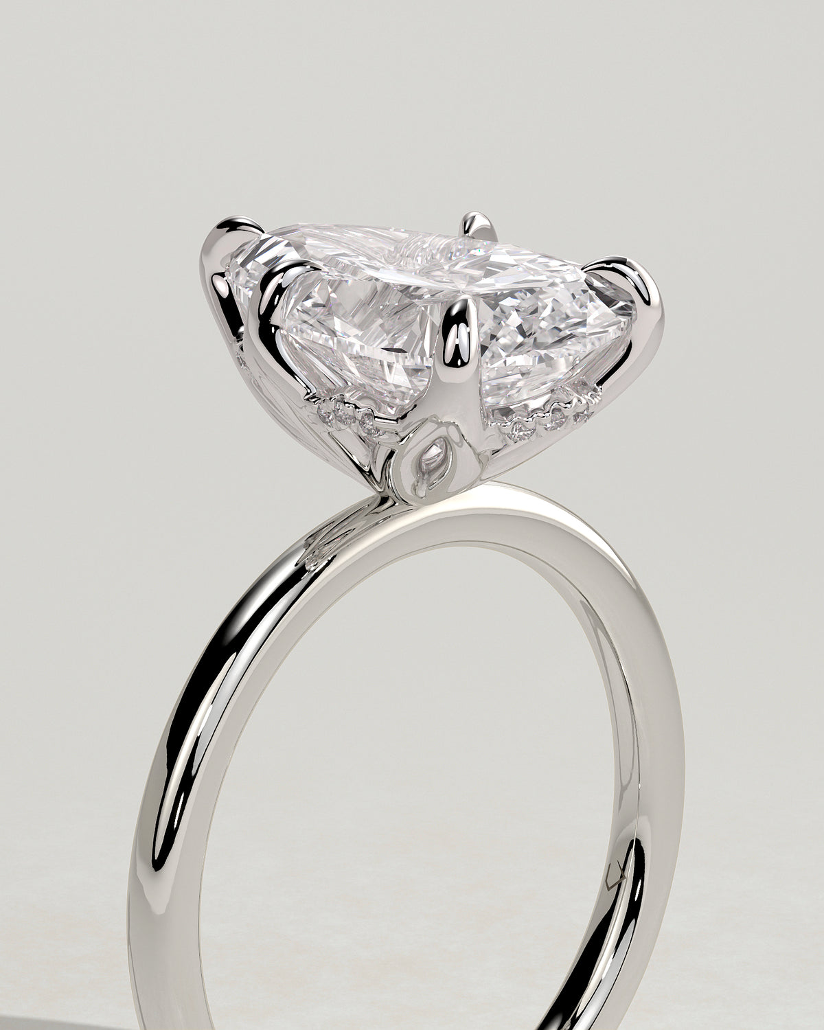 MET 0201 - 4 ct center stone - 18k White Gold source reference - setting detail view