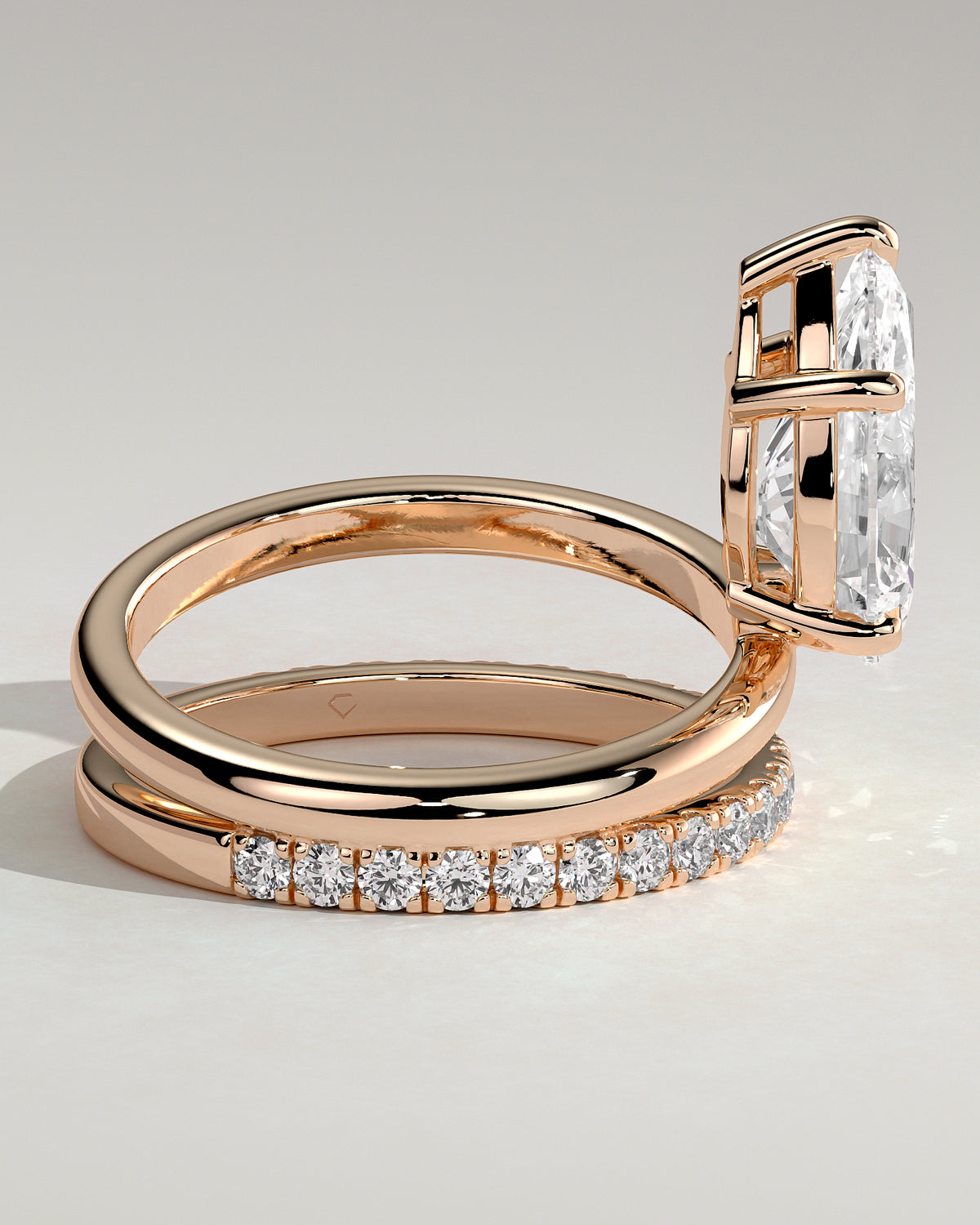 MET 0204 - 2 ct center stone - 18k Rose Gold source reference - setting detail view