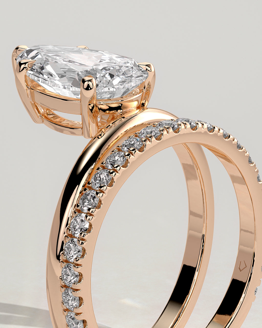 MET 0204 - 2 ct center stone - 18k Rose Gold source reference - setting detail view