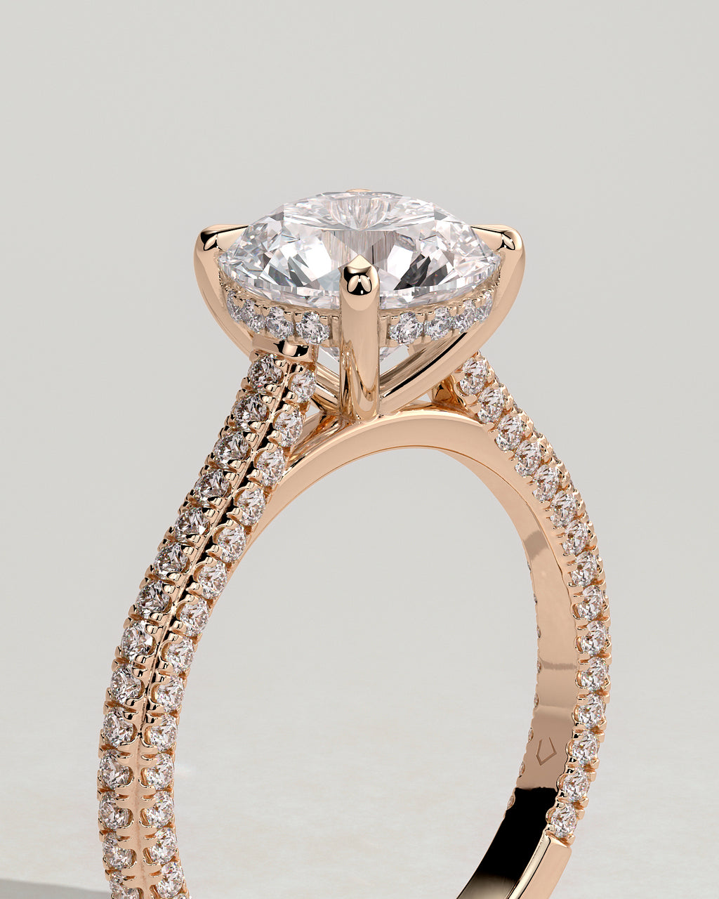 MET 0217 - 2 ct center stone - 18k Rose Gold source reference - setting detail view