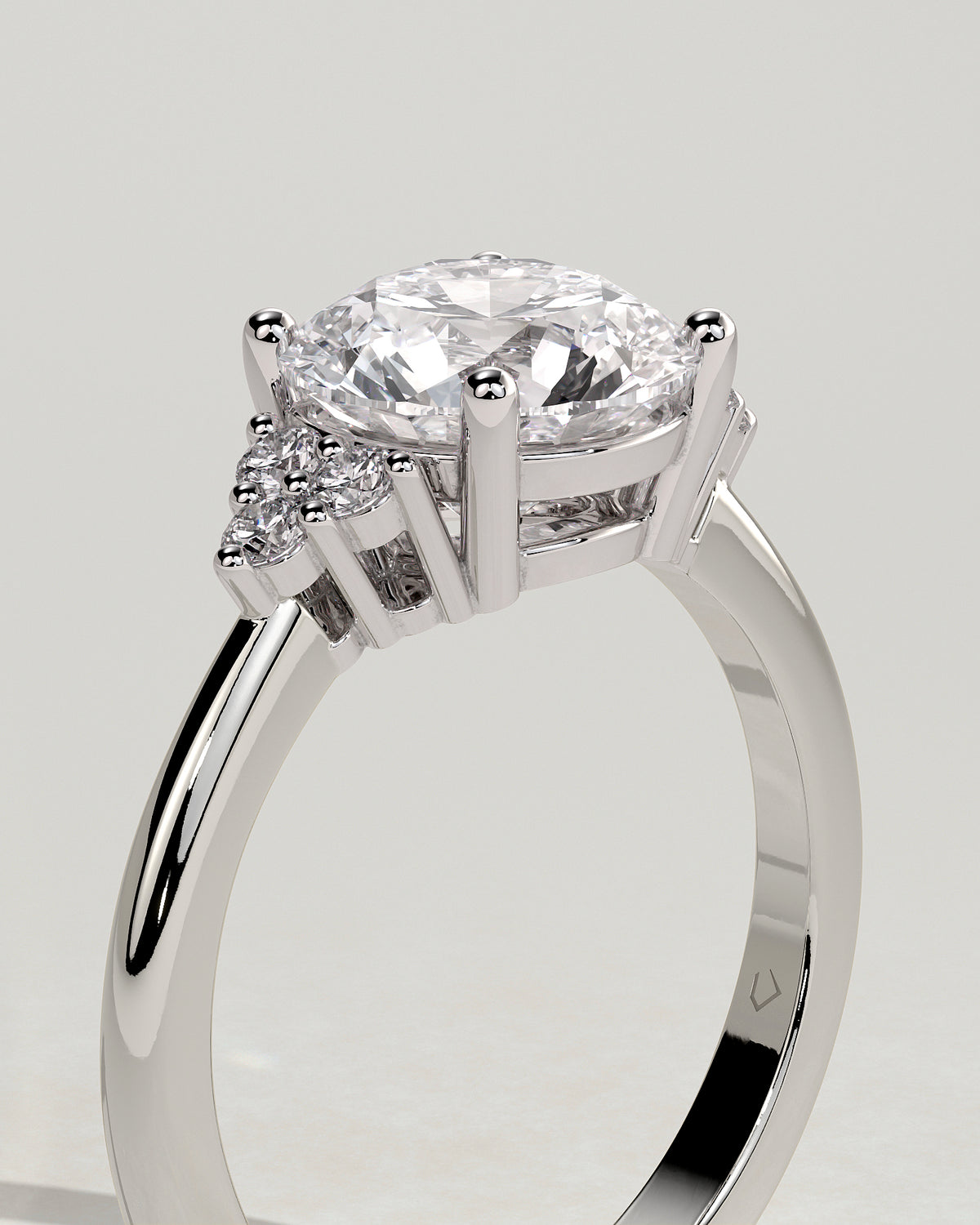 MET 0224 - 2 ct center stone - 18k White Gold source reference - setting detail view