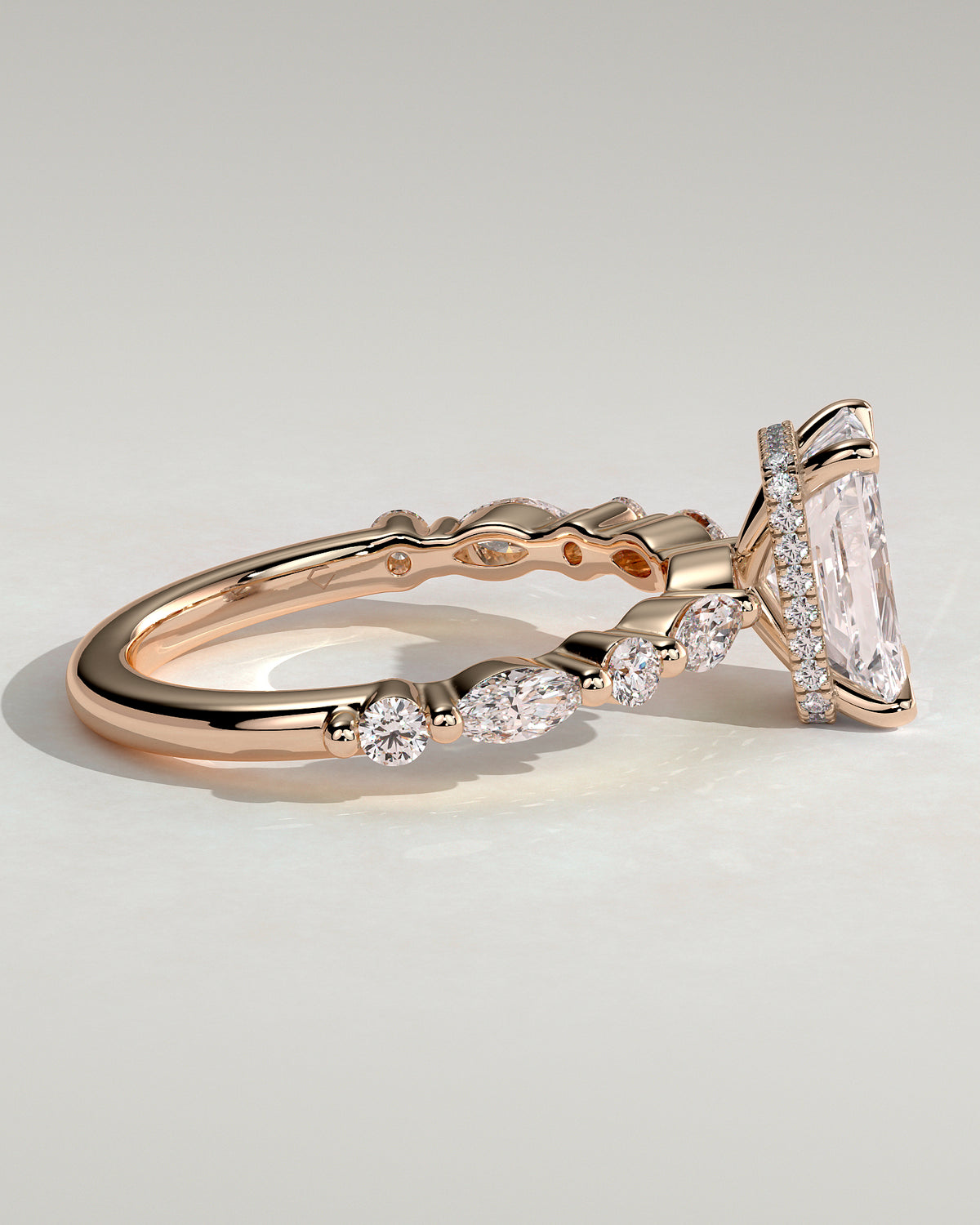 MET 0234 - 2 ct center stone - 18k Rose Gold source reference - setting detail view