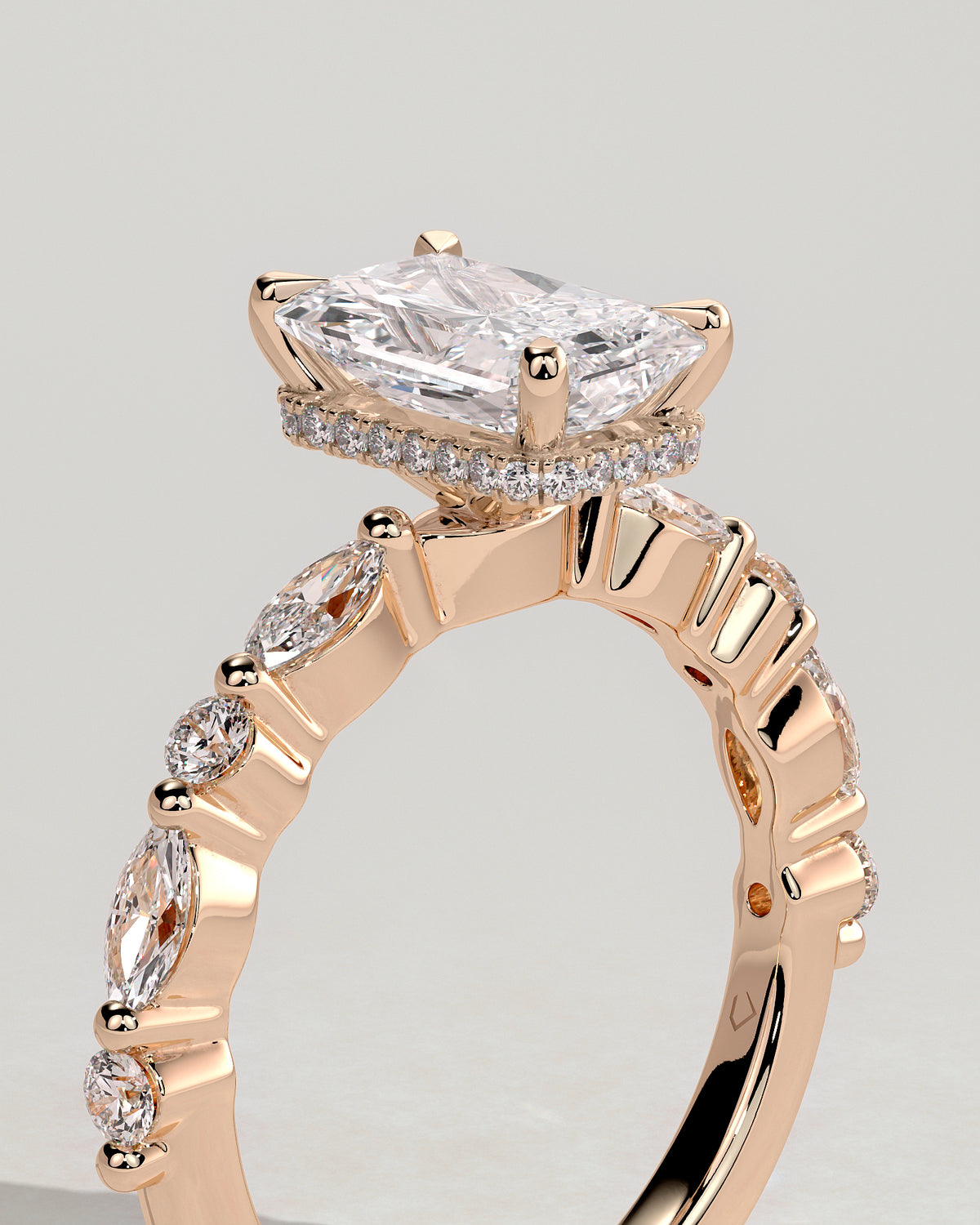 MET 0234 - 2 ct center stone - 18k Rose Gold source reference - setting detail view