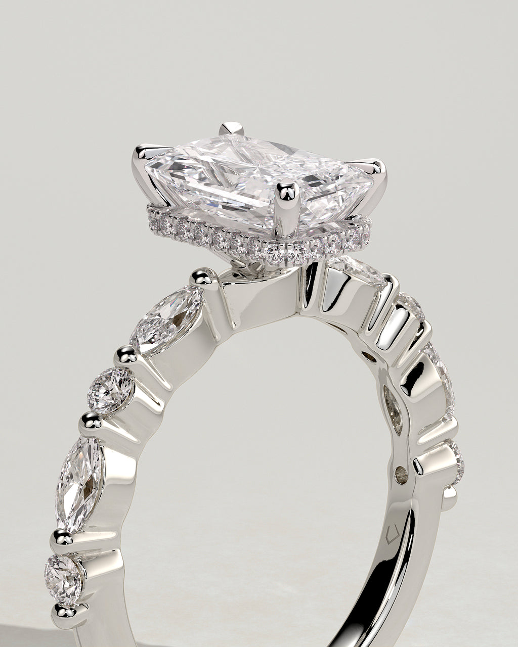 MET 0234 - 2 ct center stone - 18k White Gold source reference - setting detail view