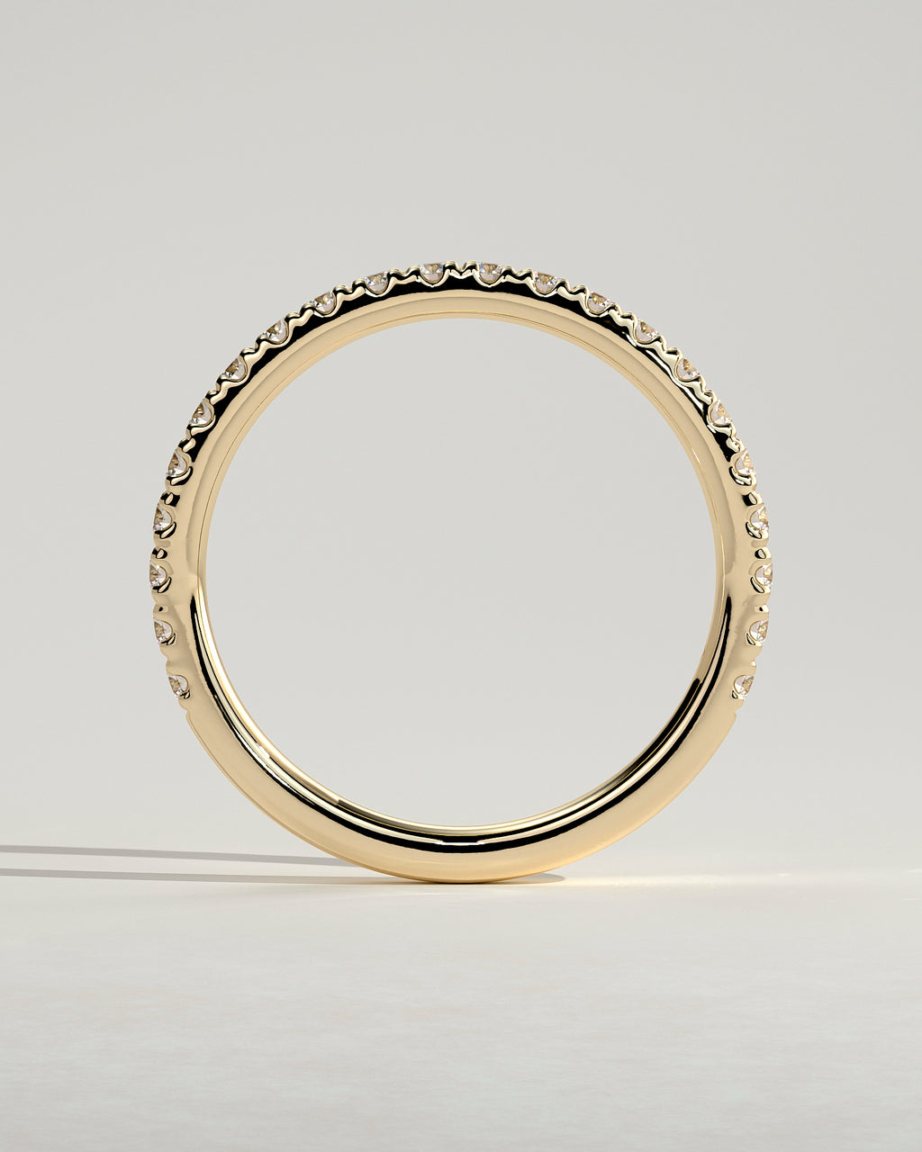 MET 0366 women's wedding ring in yellow gold, side profile