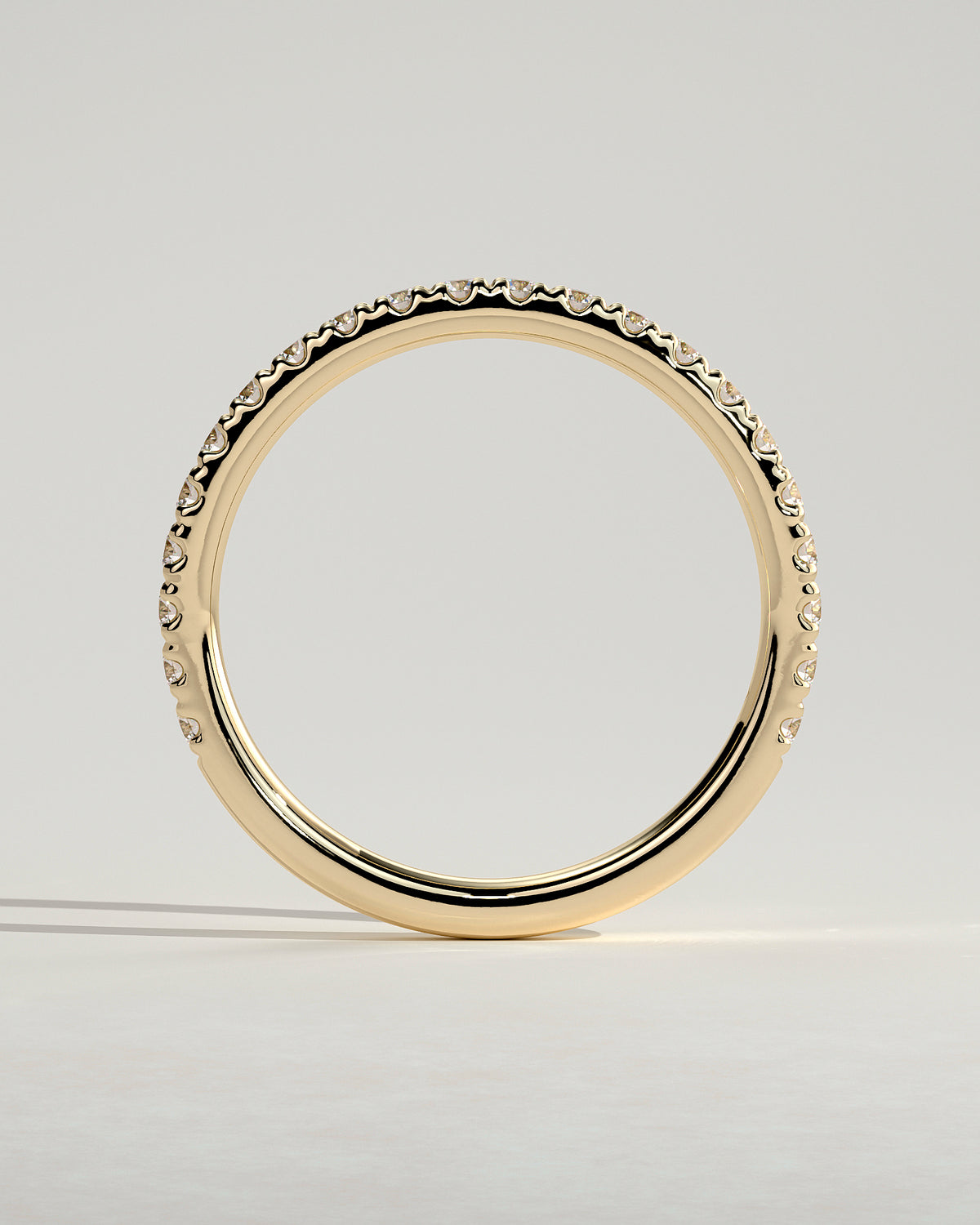 MET 0366 women's wedding ring in yellow gold, side profile