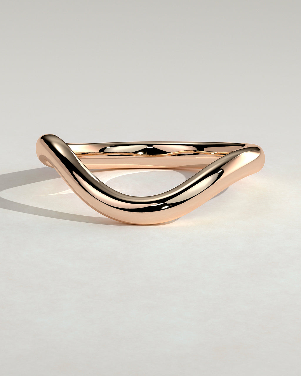 MET 0386 wave band wedding ring in rose gold, front view