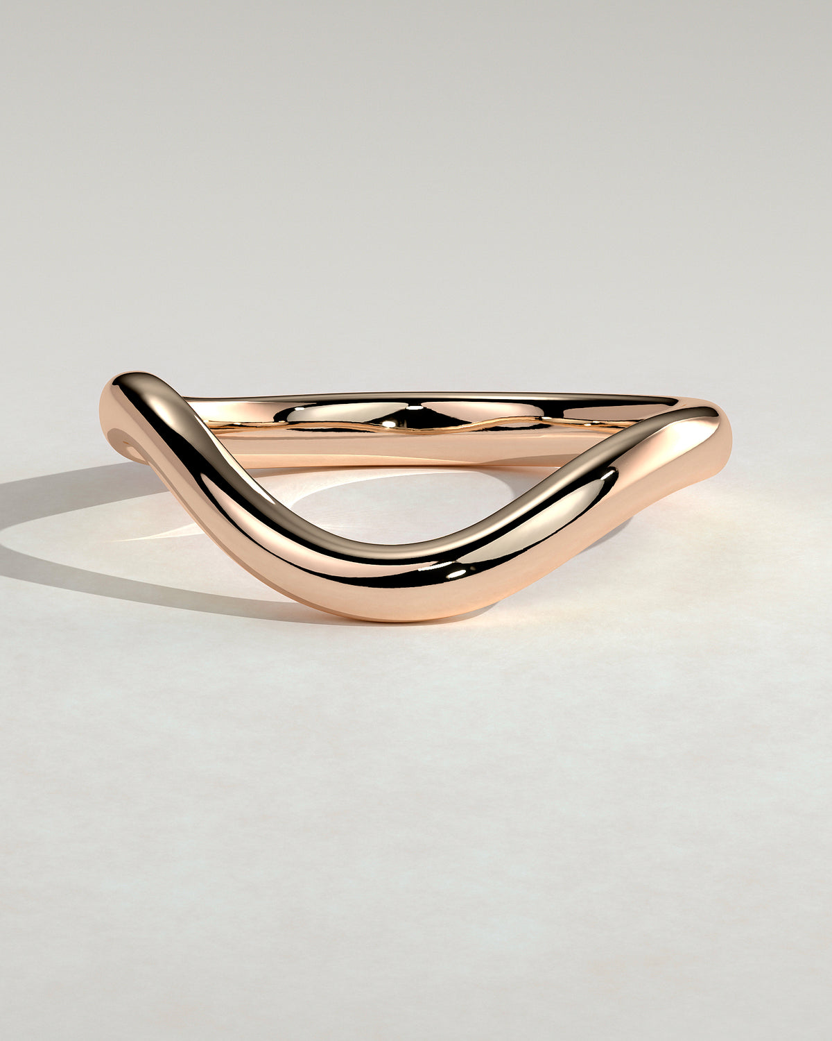 MET 0386 wave band wedding ring in rose gold, front view