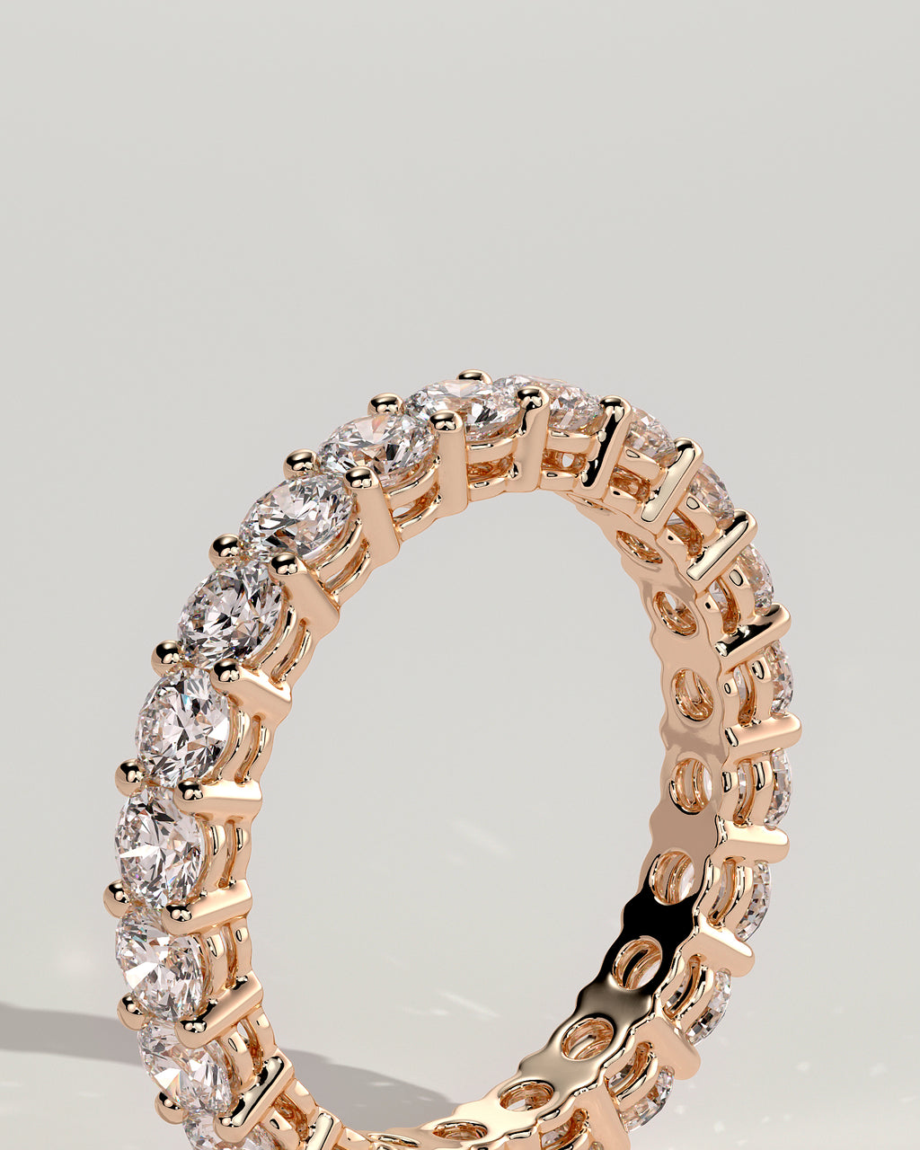Alliance pour femme avec rangée de diamants ronds d’accent — MET 0413 — or rose 18 carats — visuel de référence