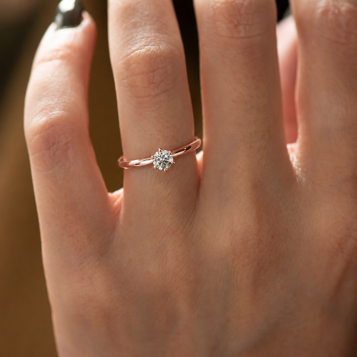 Bague First Light de 0,30 ct en or rose — vue de face