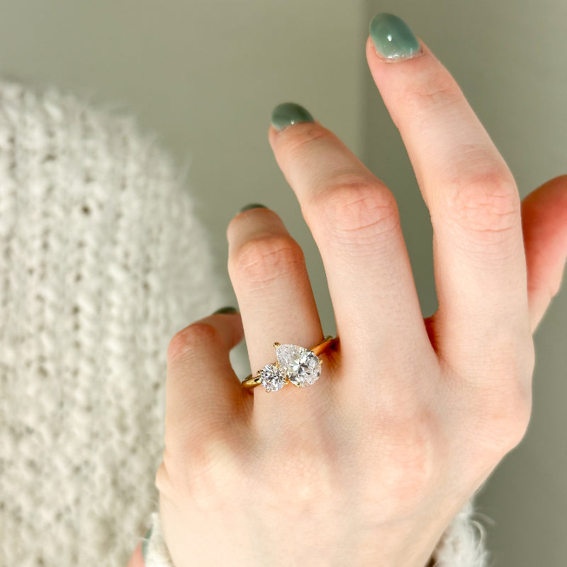 Pear Lab Grown Diamond Two Stone Engagement Ring — Pear design reference