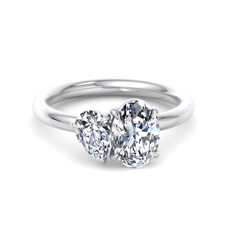 Pear Lab Grown Diamond Two Stone Engagement Ring — Oval design reference