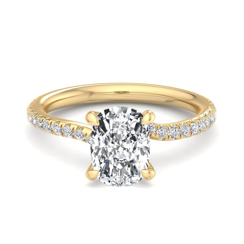 Elongated Cushion Lab Grown Diamond Twist Side Stone Engagement Ring — Elongated Cushion design reference