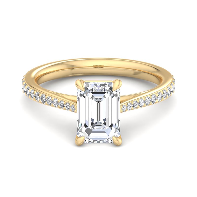 Emerald Lab Grown Diamond Side Stone Engagement Ring — Emerald design reference