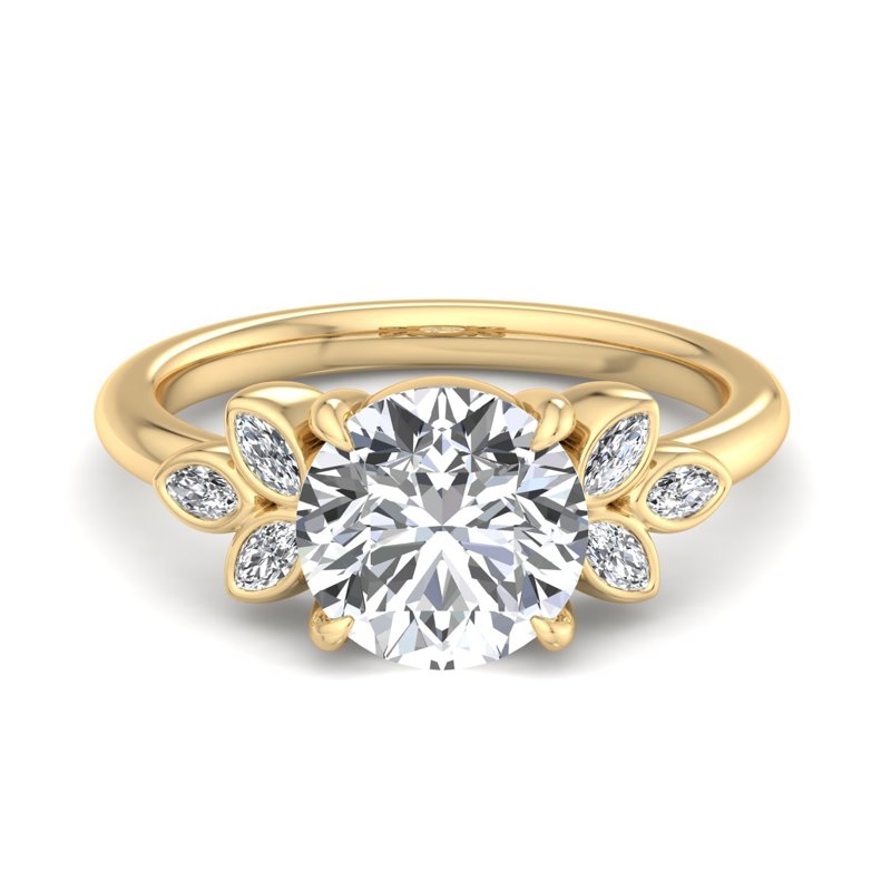 Round Lab Grown Diamond Side Stone Engagement Ring — Round design reference