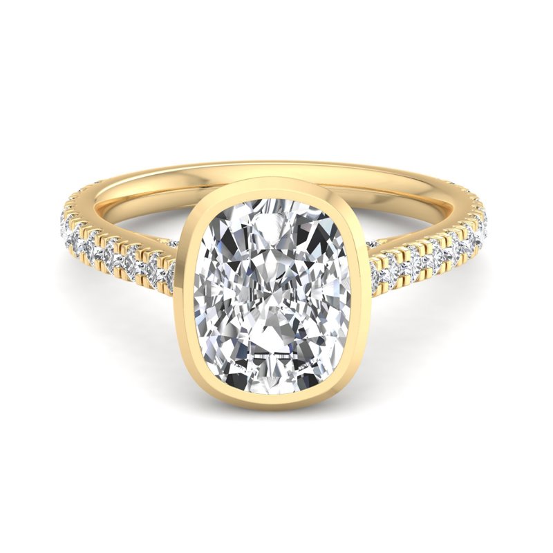 Elongated Cushion Lab Grown Diamond Bezel Side Stone Engagement Ring — Elongated Cushion design reference
