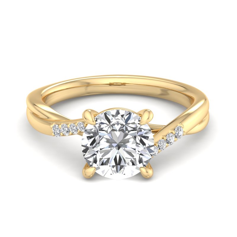 Round Lab Grown Diamond Twist Side Stone Engagement Ring — Round design reference