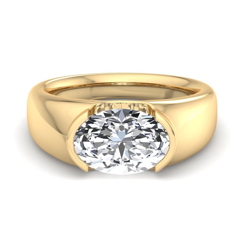 Oval Lab Grown Diamond Bezel Solitaire Engagement Ring — Oval design reference