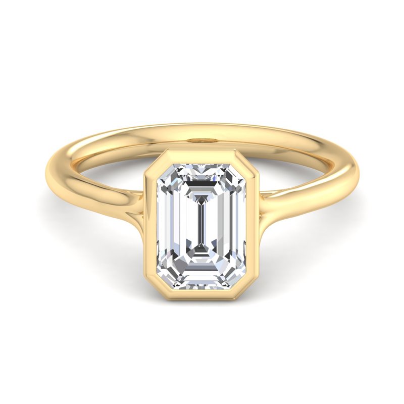 Emerald Lab Grown Diamond Bezel Solitaire Engagement Ring — Emerald design reference