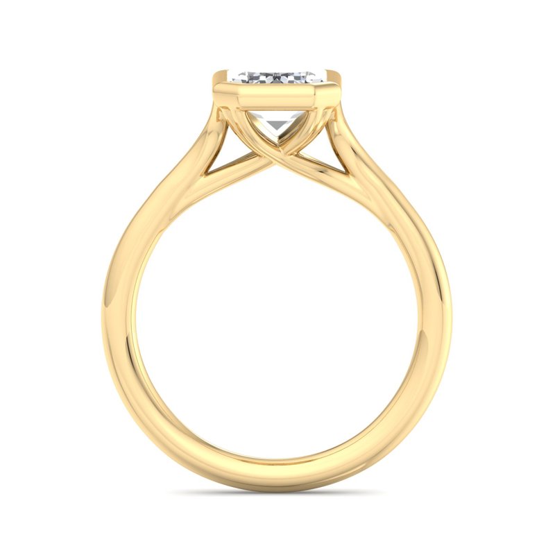 Emerald Lab Grown Diamond Bezel Solitaire Engagement Ring — Emerald design reference