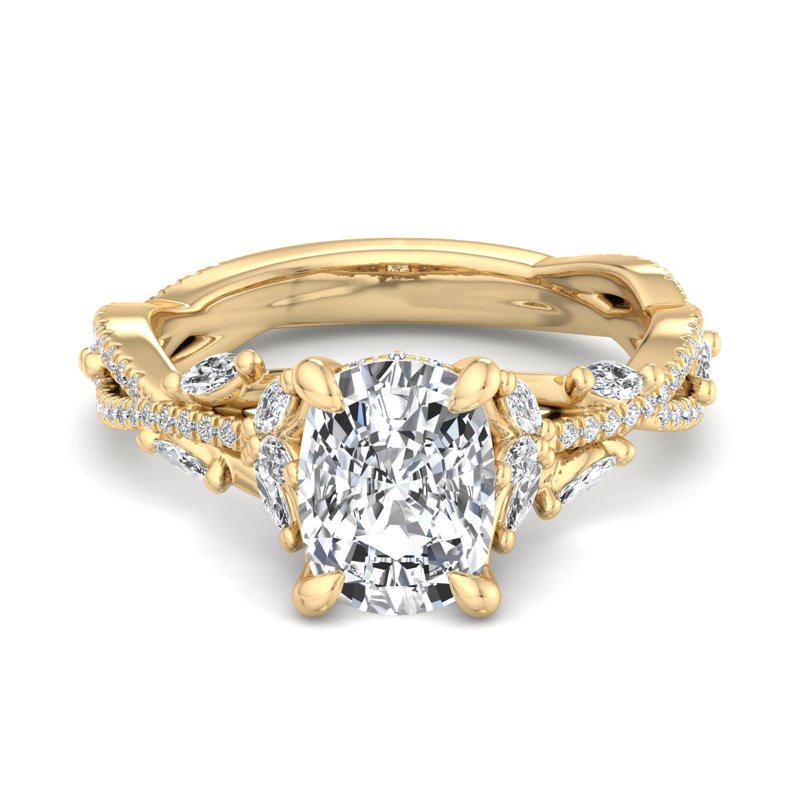 Elongated Cushion Lab Grown Diamond Side Stone Engagement Ring — Elongated Cushion design reference