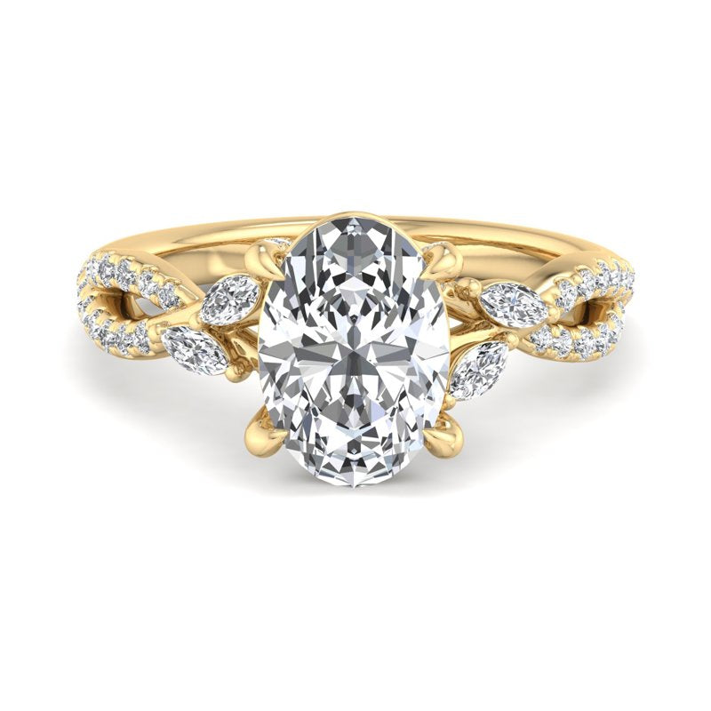 Oval Lab Grown Diamond Side Stone Engagement Ring — Oval design reference