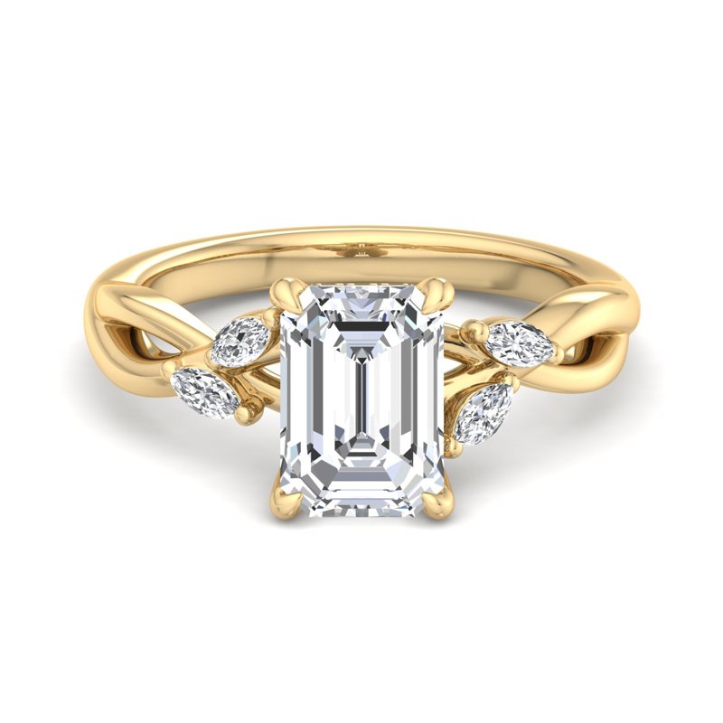 Emerald Lab Grown Diamond Hidden Detail Side Stone Engagement Ring — Emerald design reference