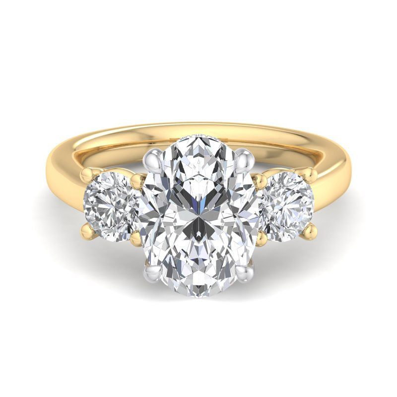 Oval Lab Grown Diamond Hidden Detail Three Stone Engagement Ring — Oval design reference