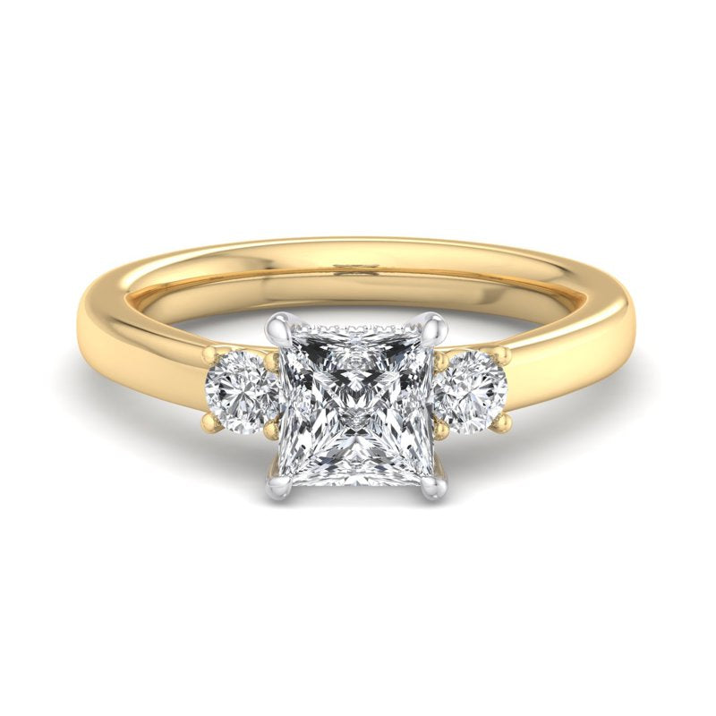 Princess Lab Grown Diamond Hidden Detail Three Stone Engagement Ring — Princess design reference