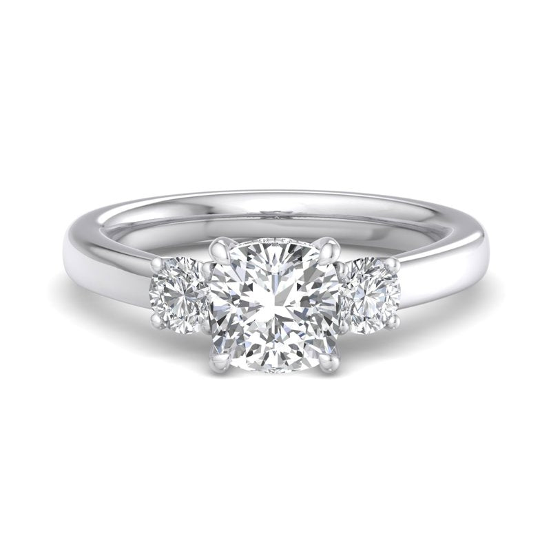 Cushion Lab Grown Diamond Hidden Detail Three Stone Engagement Ring — Cushion design reference