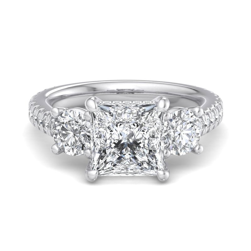 Princess Lab Grown Diamond Three Stone Engagement Ring — Princess design reference