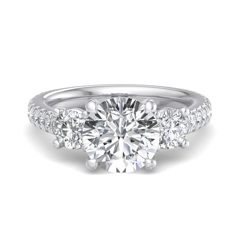 Round Lab Grown Diamond Three Stone Engagement Ring — Round design reference
