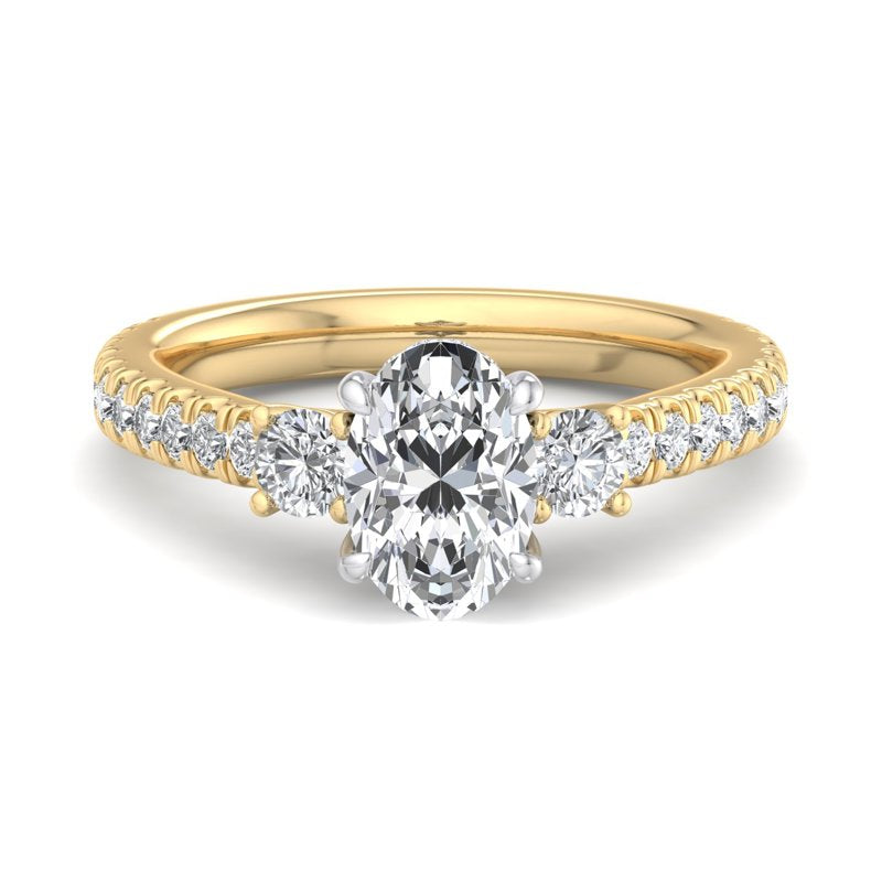 Oval Lab Grown Diamond Three Stone Engagement Ring — Oval design reference