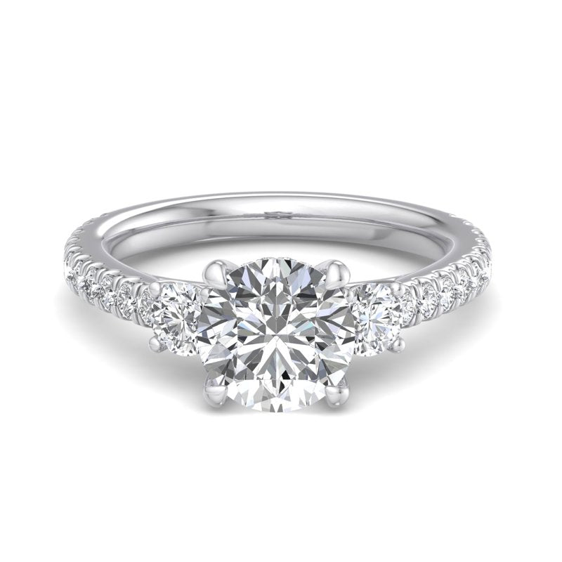 Round Lab Grown Diamond Three Stone Engagement Ring — Round design reference