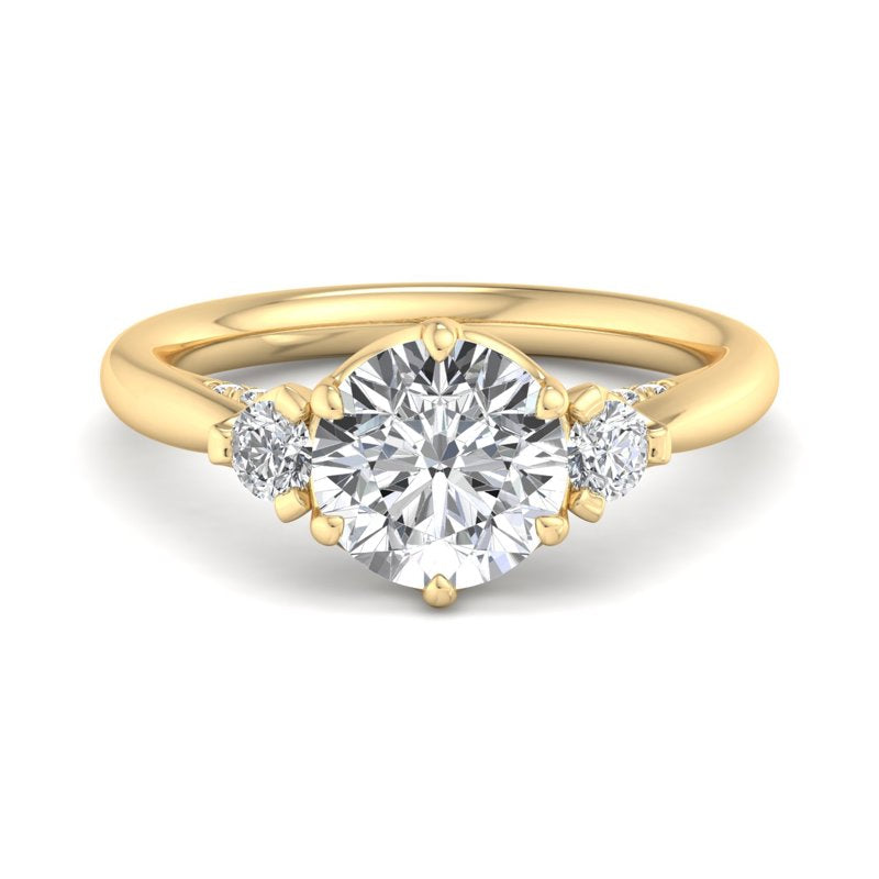 Round Lab Grown Diamond Geometric Three Stone Engagement Ring — Round design reference