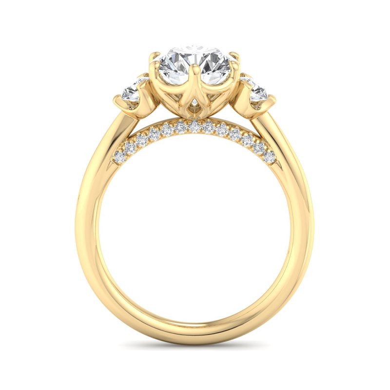 Round Lab Grown Diamond Geometric Three Stone Engagement Ring — Round design reference
