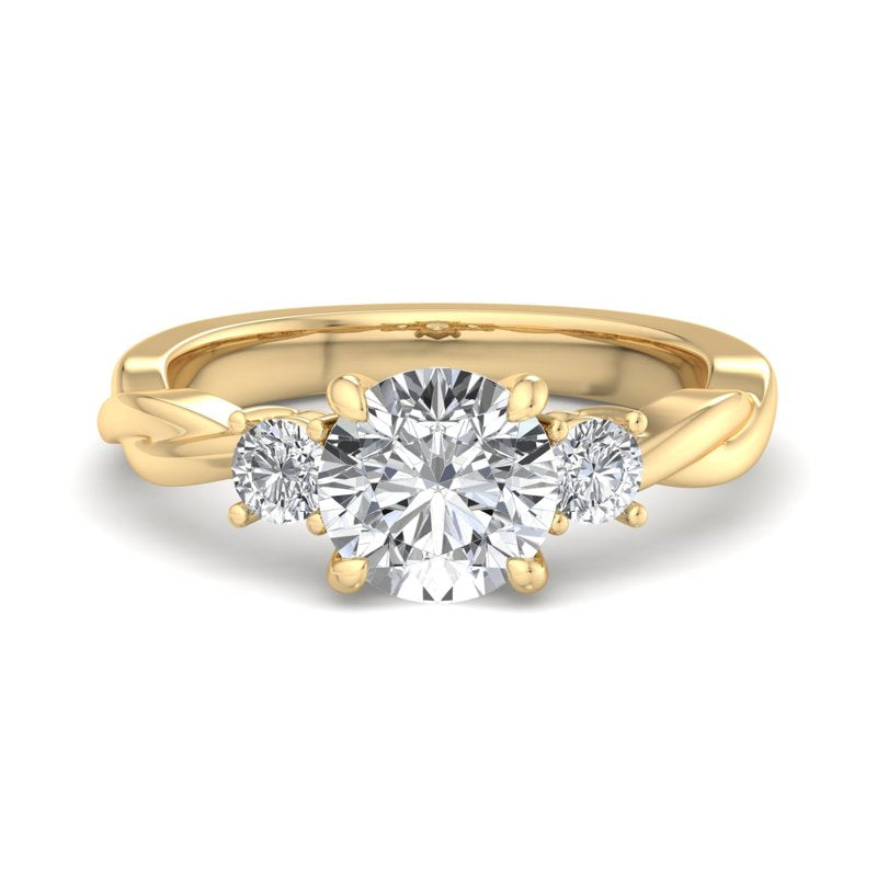Round Lab Grown Diamond Twist Three Stone Engagement Ring — Round design reference