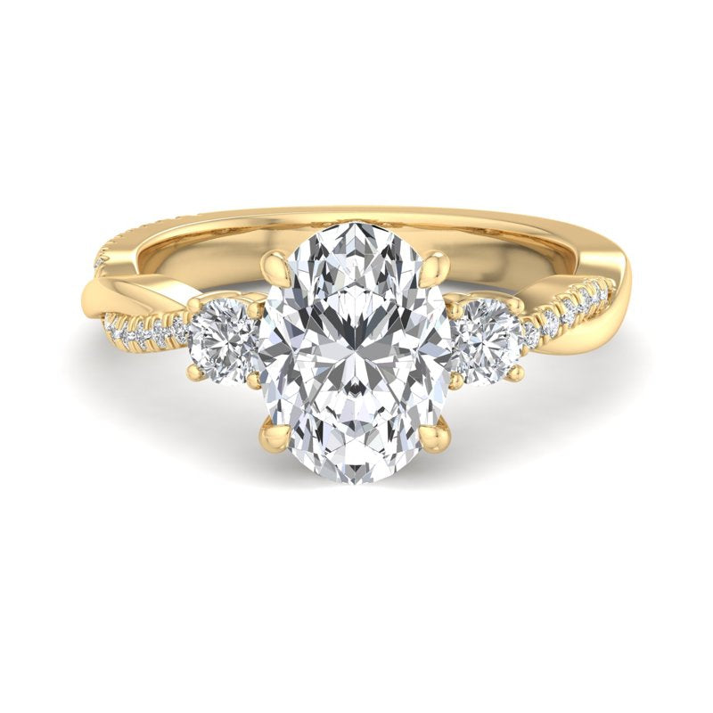 Oval Lab Grown Diamond Twist Three Stone Engagement Ring — Oval design reference