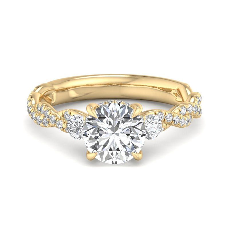 Round Lab Grown Diamond Three Stone Engagement Ring — Round design reference