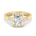 Radiant Lab Grown Diamond Geometric Three Stone Engagement Ring — Radiant design reference
