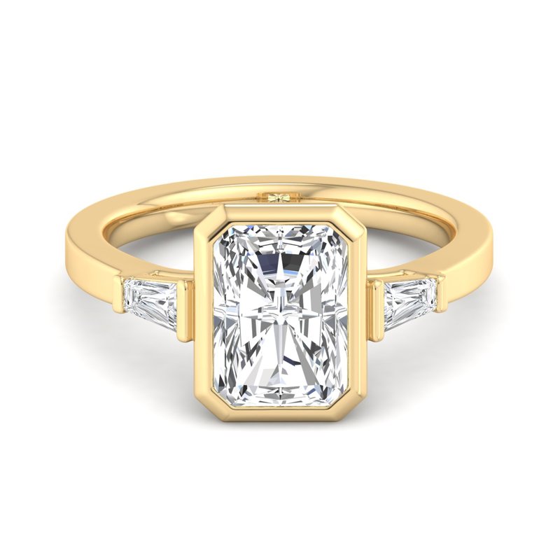 Radiant Lab Grown Diamond Geometric Three Stone Engagement Ring — Radiant design reference