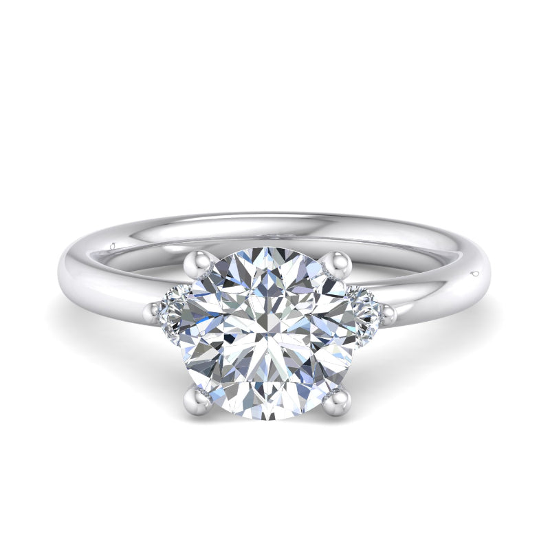 Round Lab Grown Diamond Three Stone Engagement Ring — Round design reference