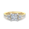 Princess Lab Grown Diamond Three Stone Engagement Ring — Princess design reference
