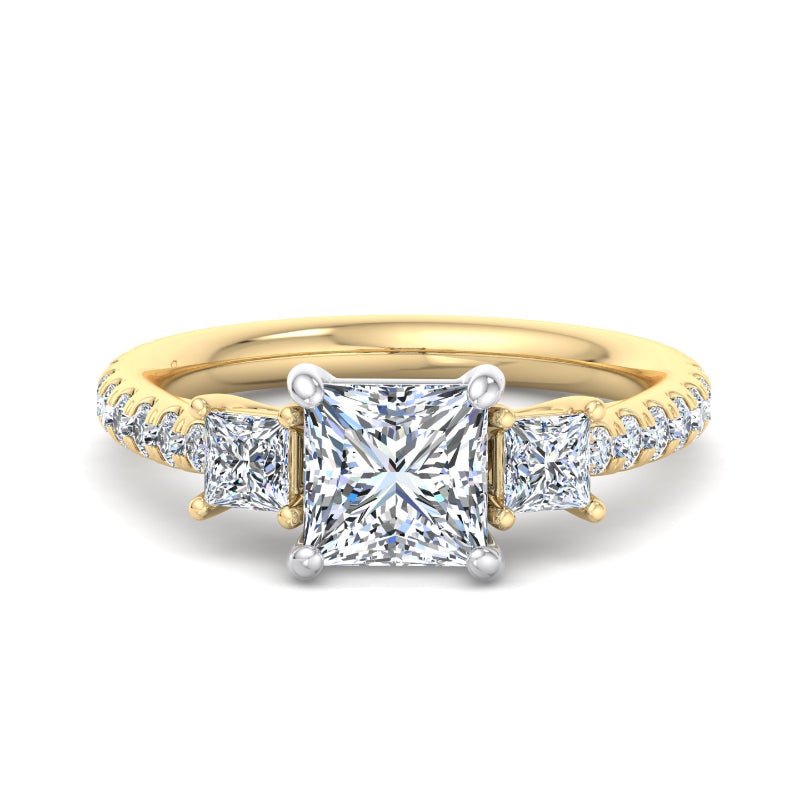 Princess Lab Grown Diamond Three Stone Engagement Ring — Princess design reference