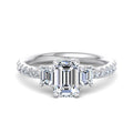 Emerald Lab Grown Diamond Three Stone Engagement Ring — Emerald design reference