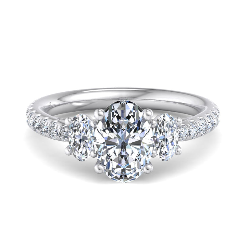 Oval Lab Grown Diamond Three Stone Engagement Ring — Oval design reference